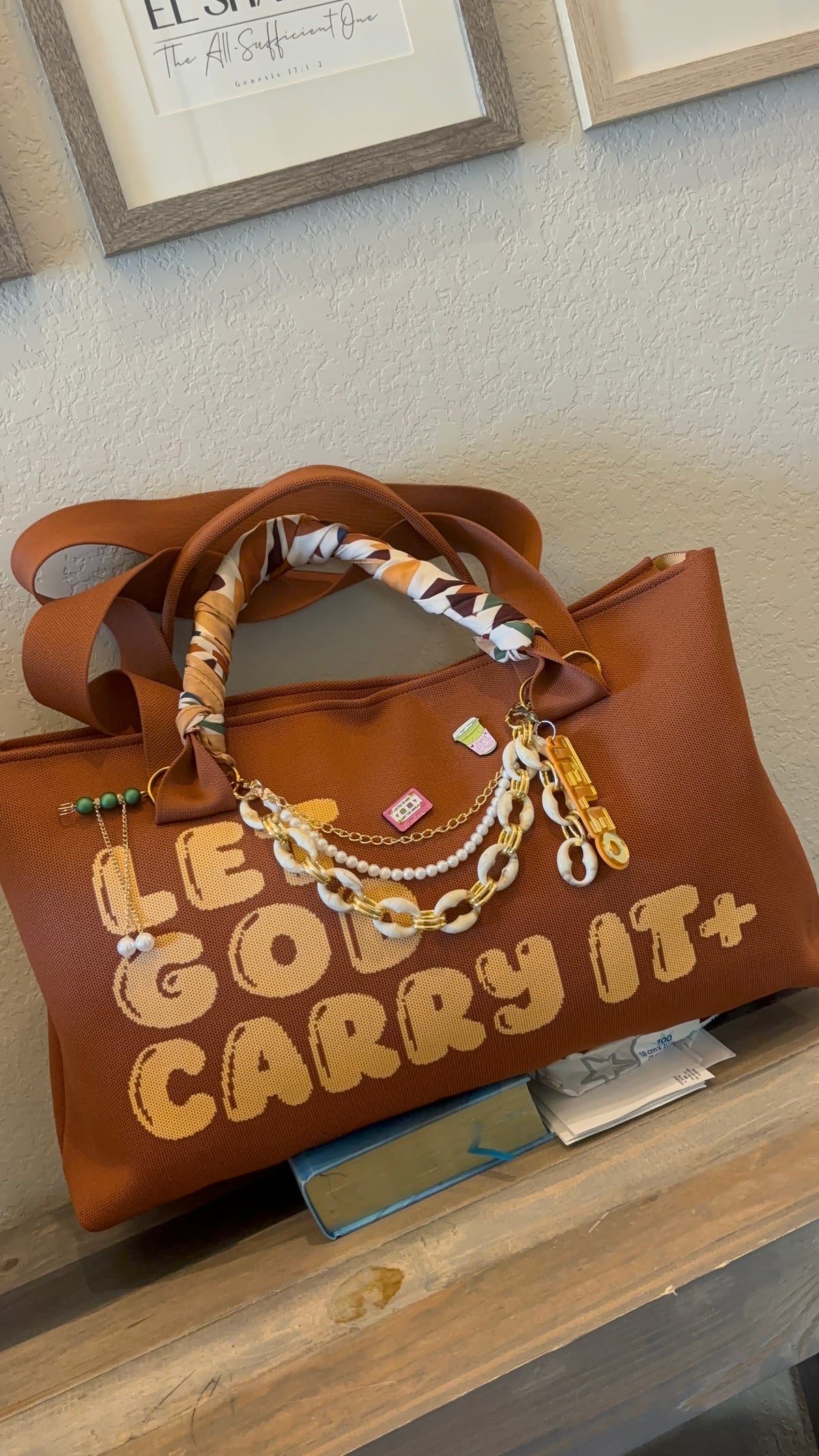 TELEO | Let God Carry It™ Tote+Wristlet| GENESIS BUNDLE (Hannah+Scarf+Keychain)
