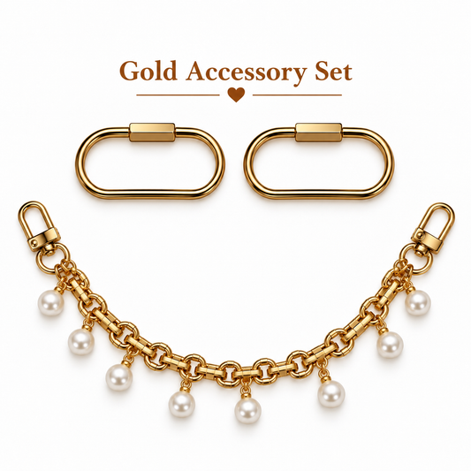 Teleo- Gold Pearl Bag Chain Set