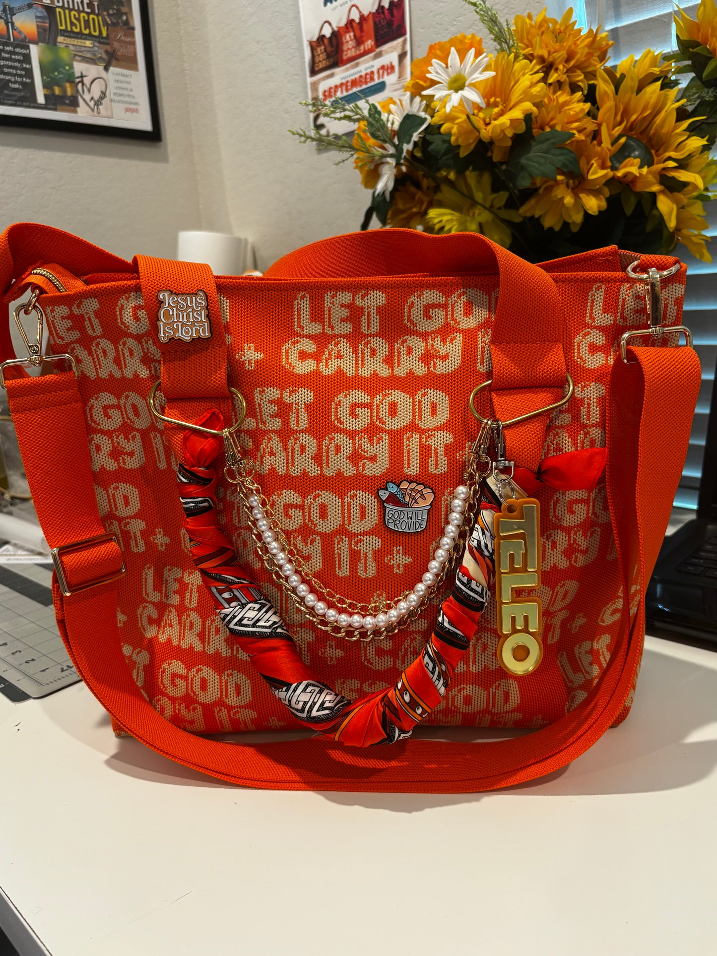 TELEO | Let God Carry It™ Tote| EDEN BUNDLE| (Scarf+Keychain)