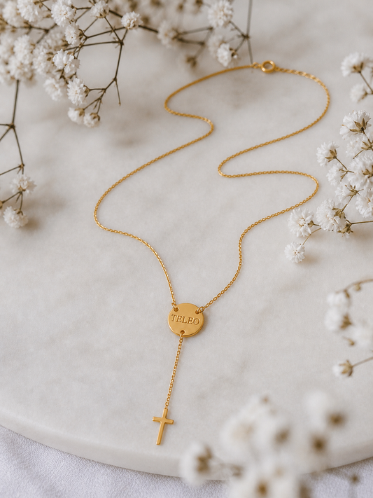 Teleo-Cross Necklace|18kGold