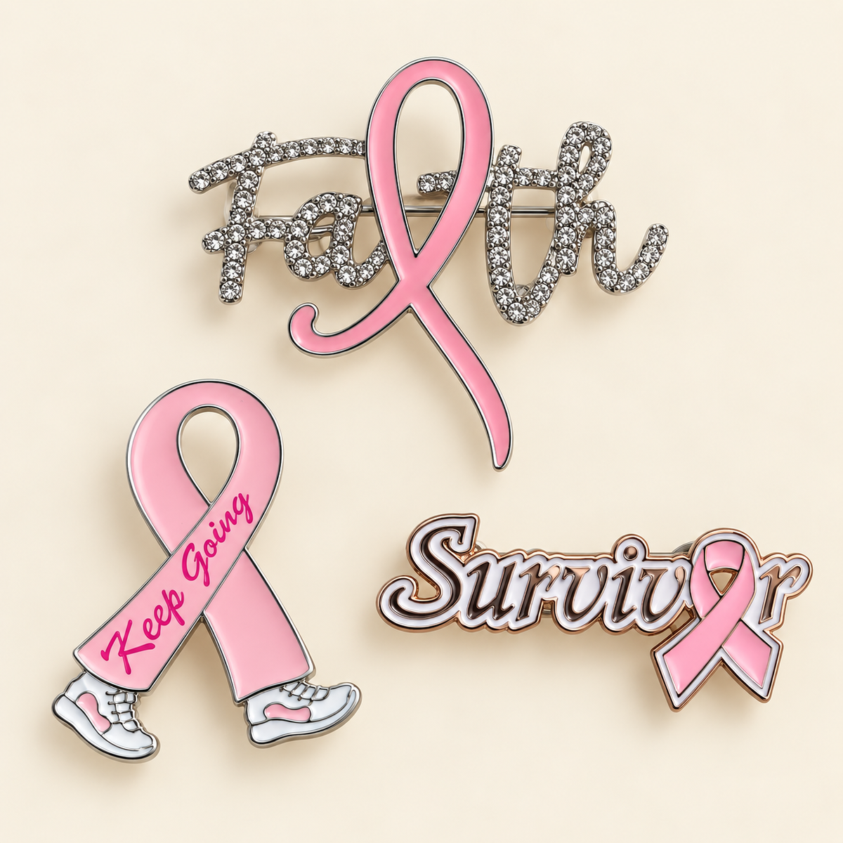 Teleo- Breast Cancer Brooch Pins Pack